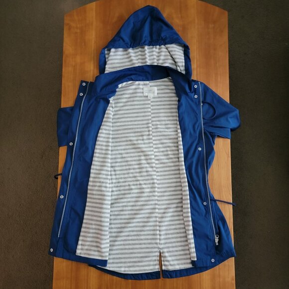 Market & Spruce Lightweight Blue Hooded Rain Jacket - S - Picture 4 of 9